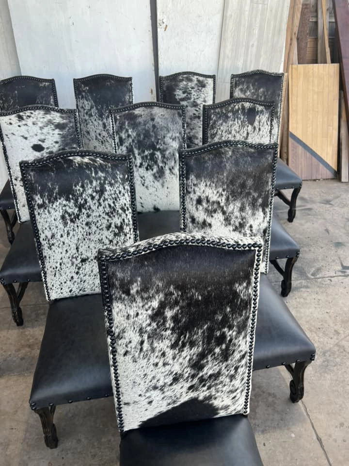 Western Dining Chair in Leather & Cowhide