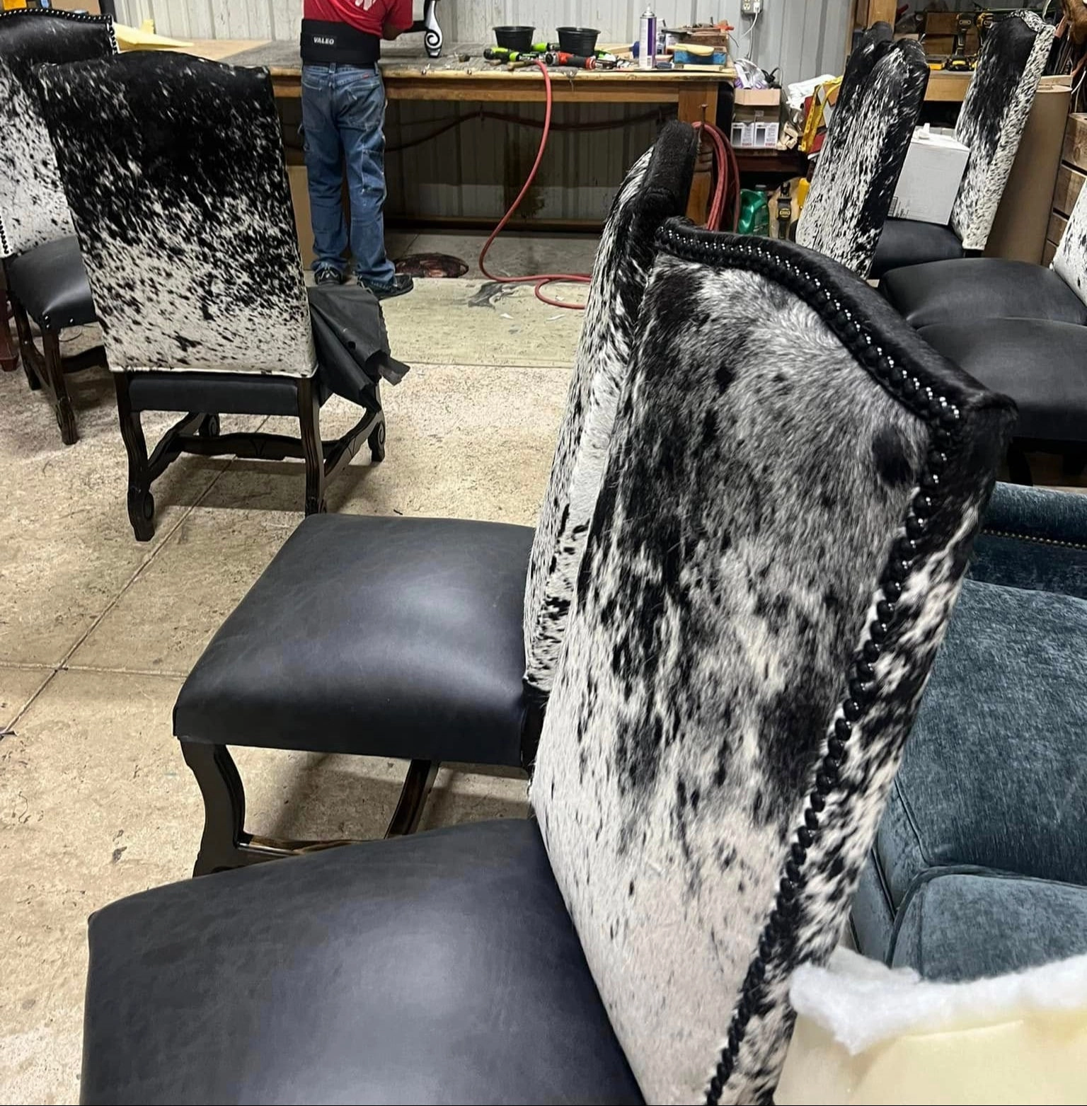 Western Dining Chair in Leather & Cowhide