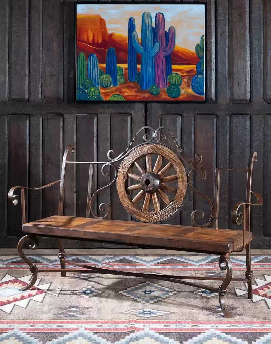 Western Pioneer Trails Bench table runner, placemat