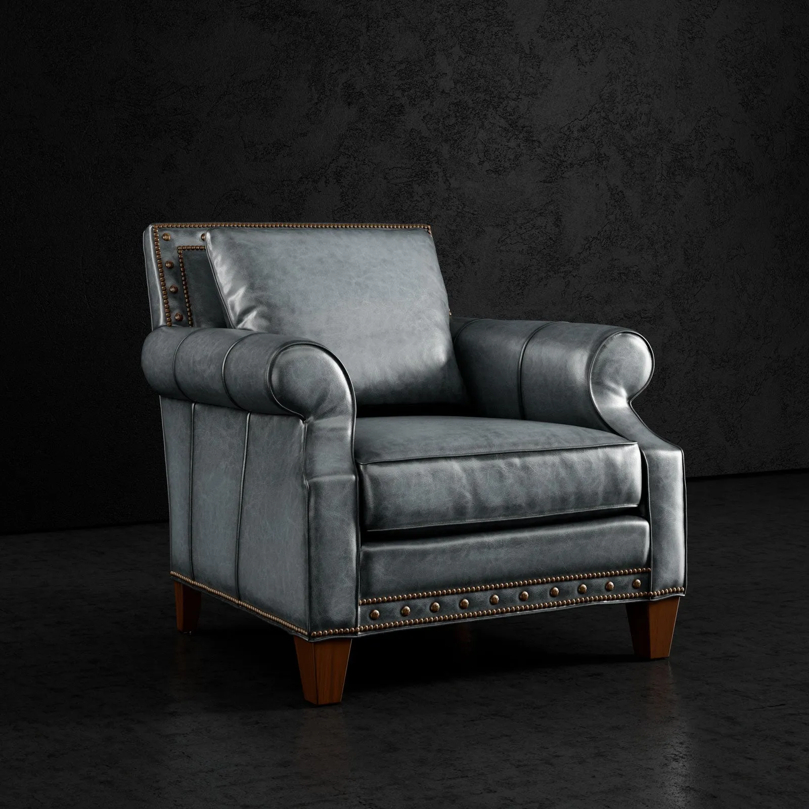 Westwood Premium Leather Armchair - Rich Colors with Nailhead Trim