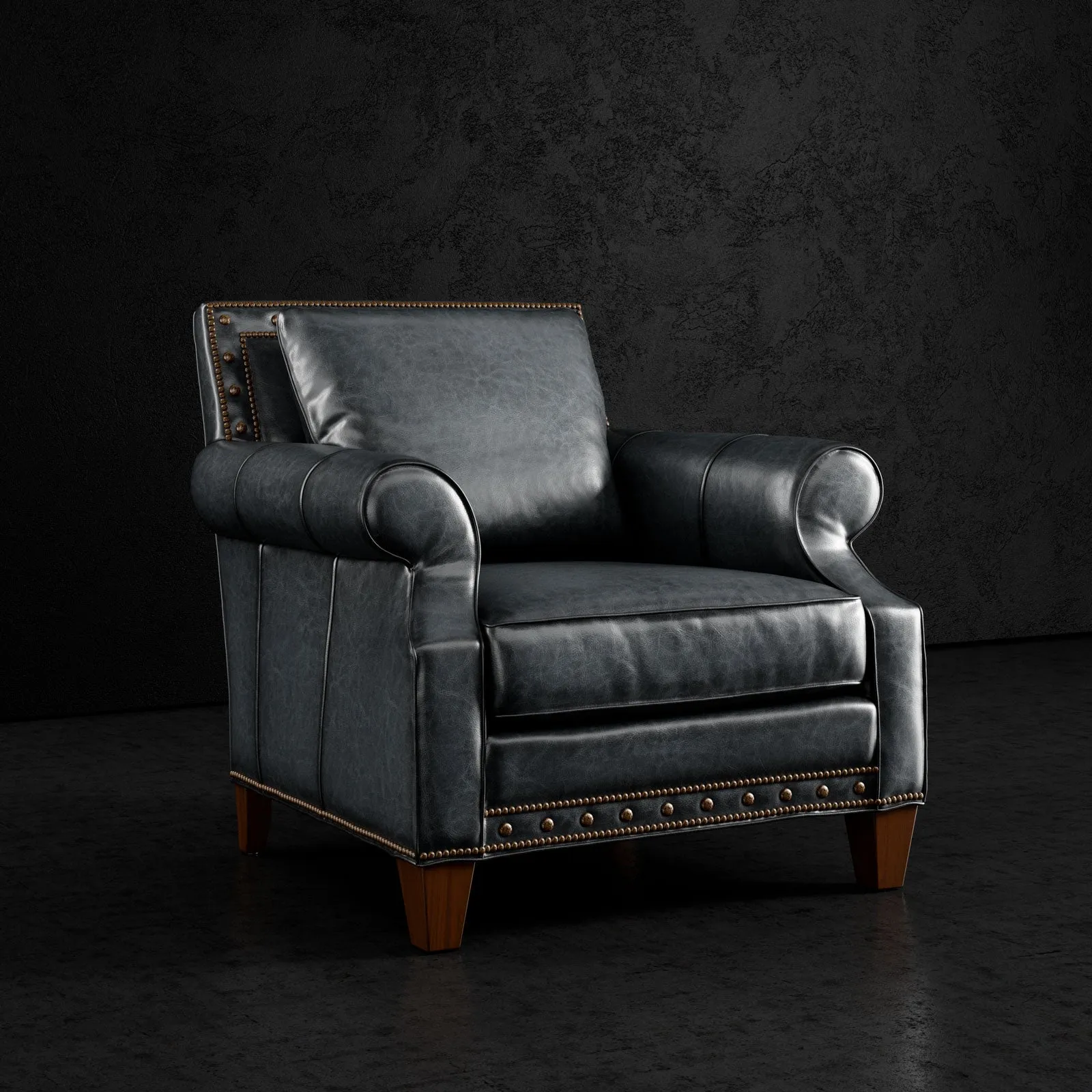 Westwood Premium Leather Armchair - Rich Colors with Nailhead Trim