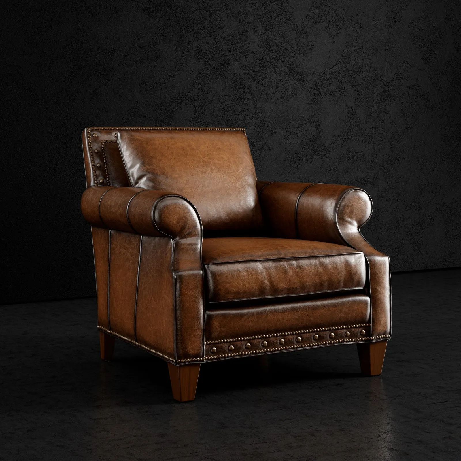 Westwood Premium Leather Armchair - Rich Colors with Nailhead Trim