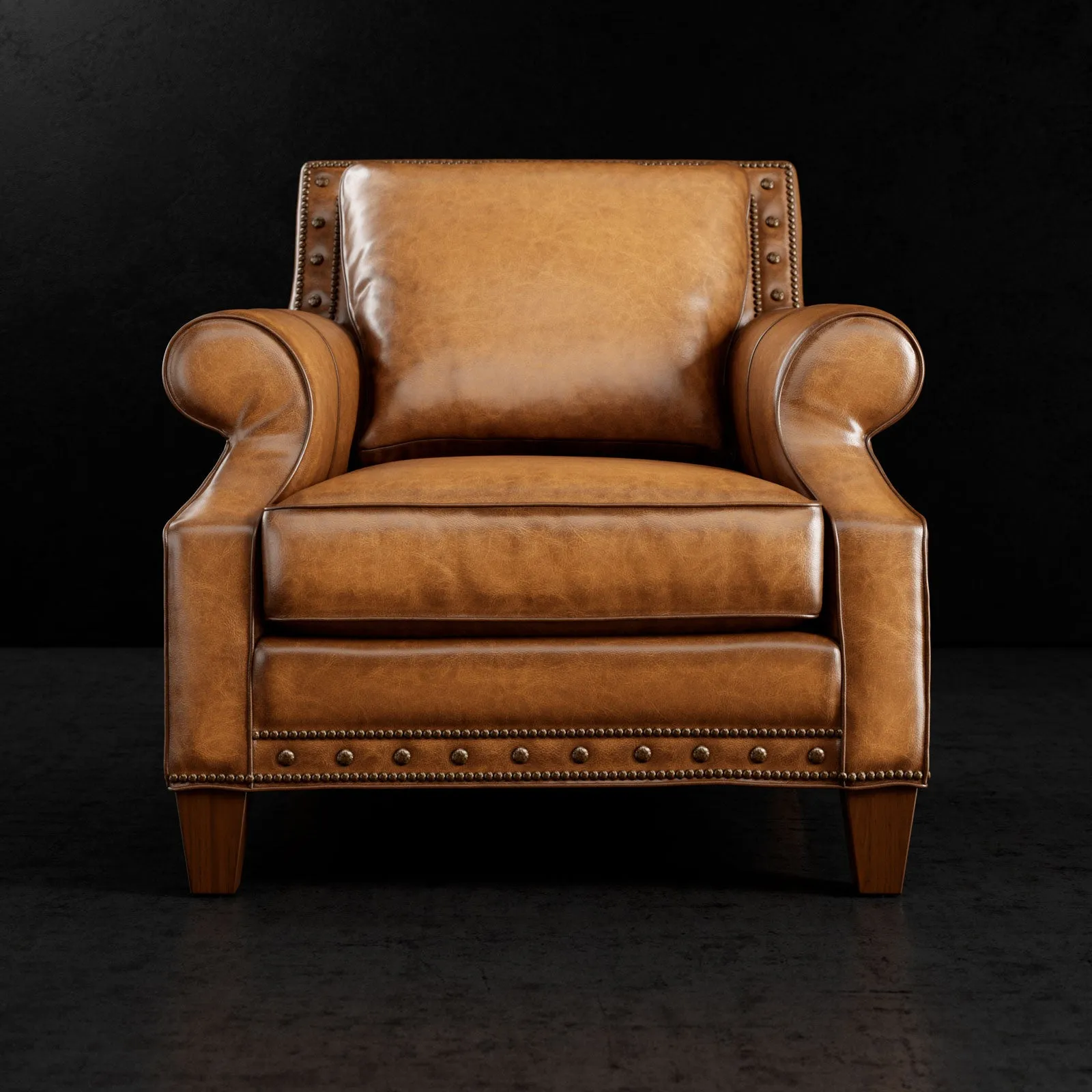 Westwood Premium Leather Armchair - Rich Colors with Nailhead Trim