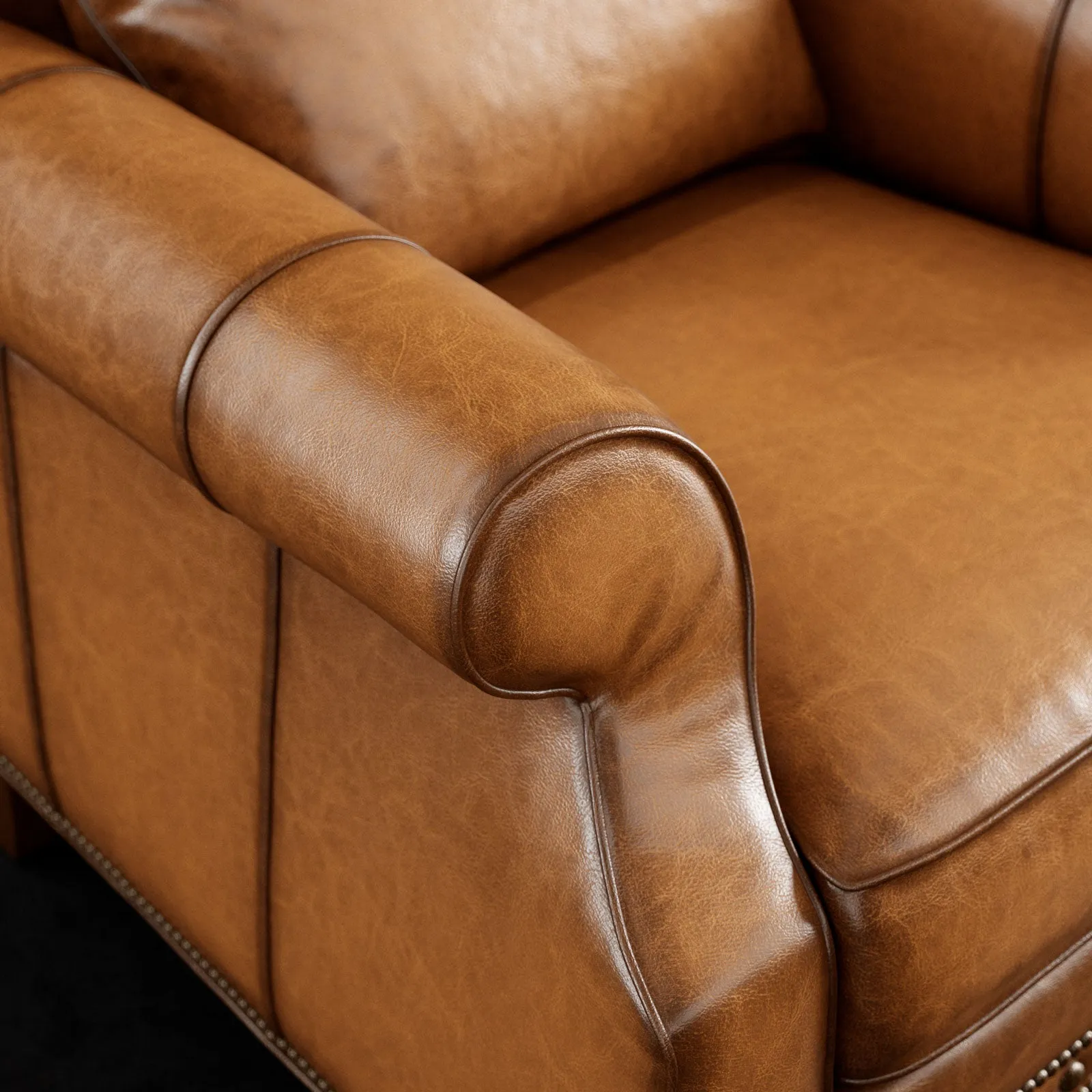 Westwood Premium Leather Armchair - Rich Colors with Nailhead Trim