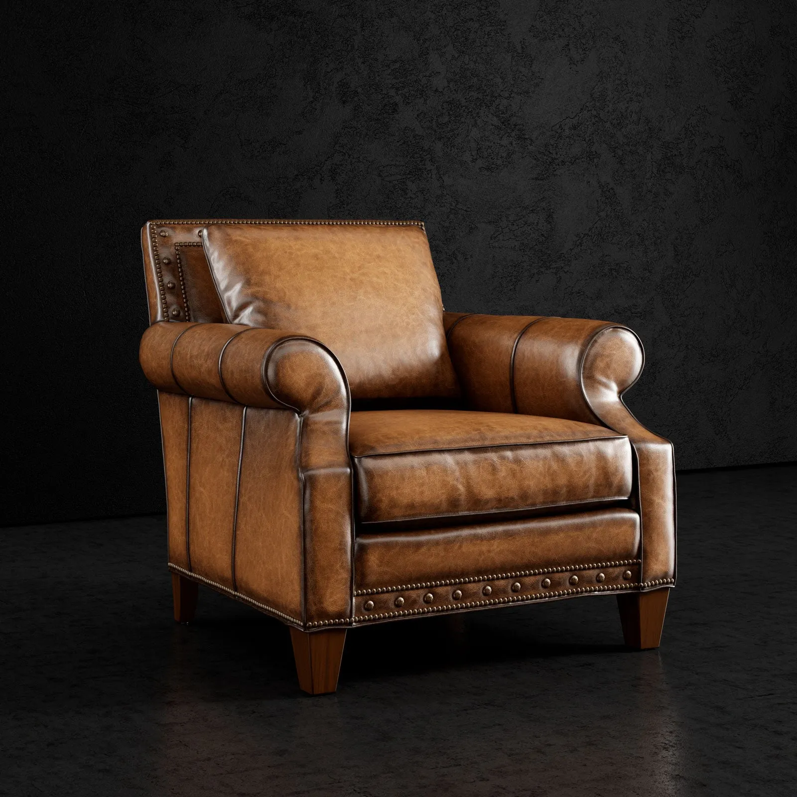 Westwood Premium Leather Armchair - Rich Colors with Nailhead Trim