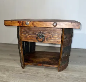 Whiskey Barrel Base End Table vanity mirror, wall mirror