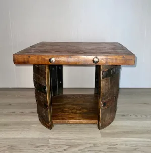Whiskey Barrel Base Side Table vanity mirror, wall mirror
