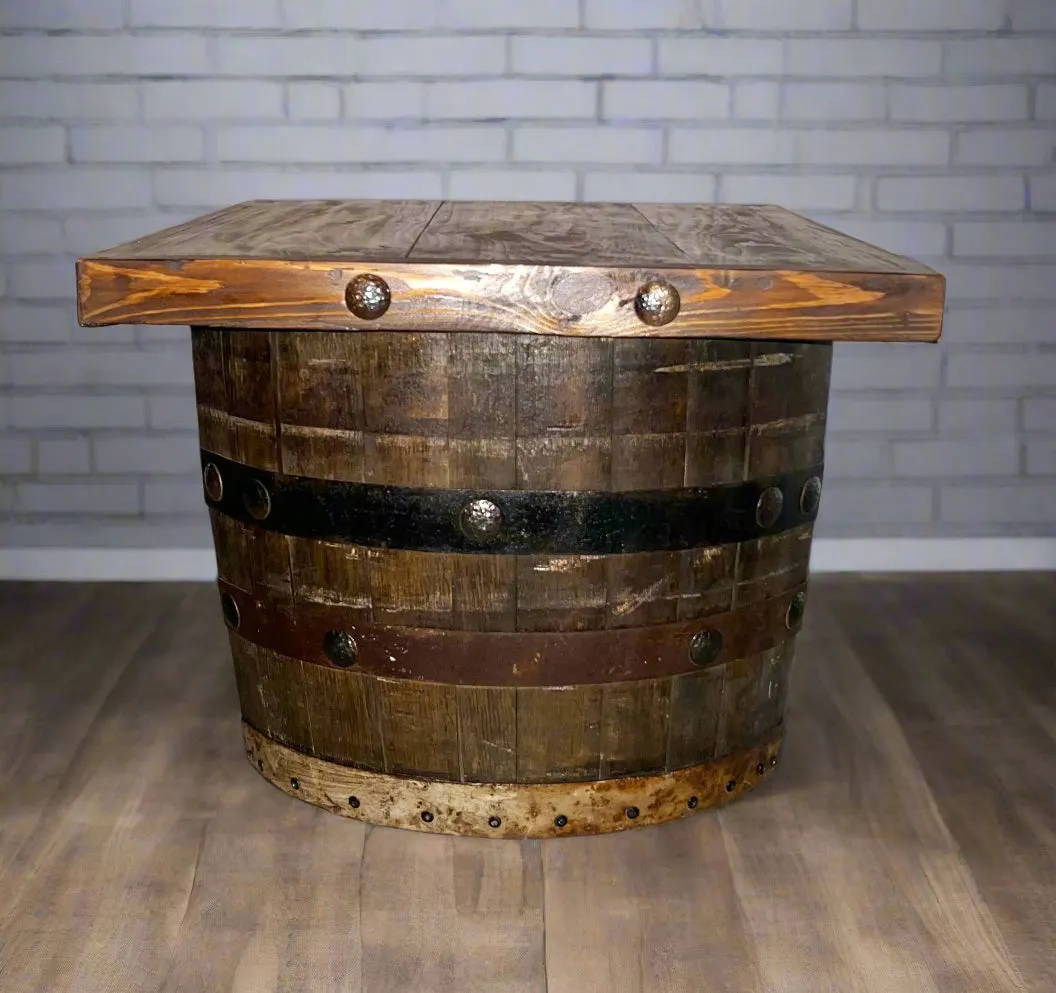 Whiskey Barrel Base Side Table