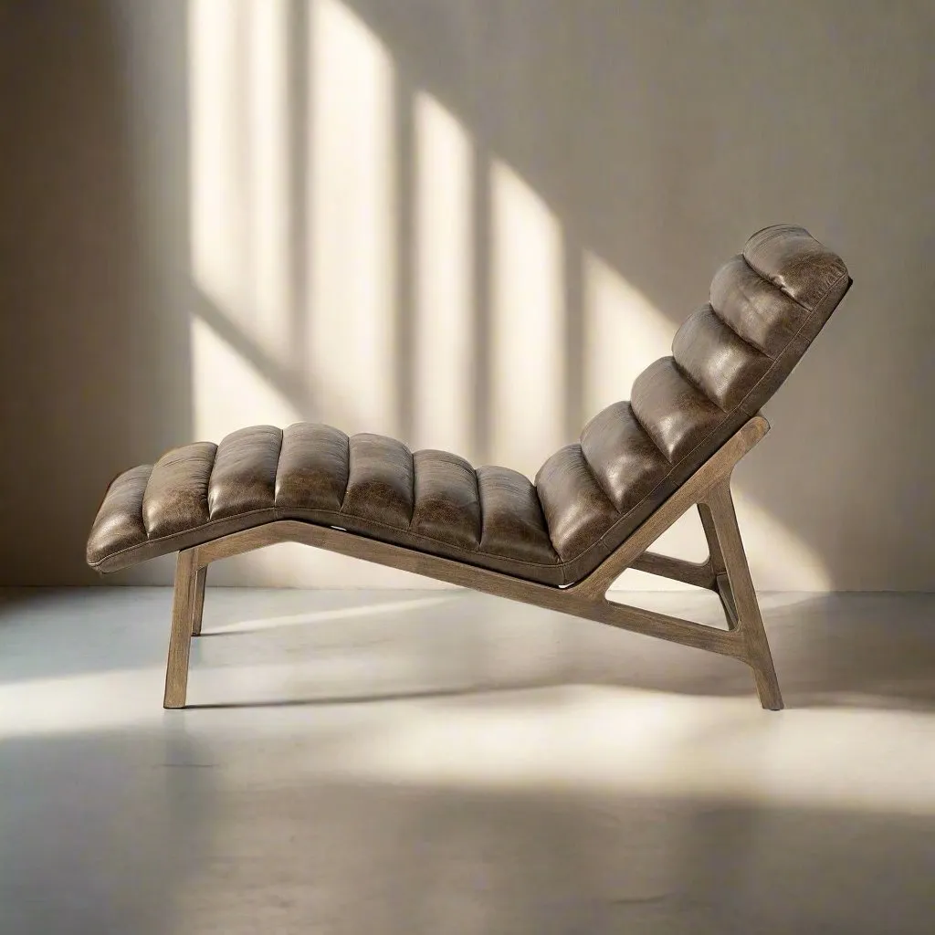 Whiskey Leather Chaise Lounge