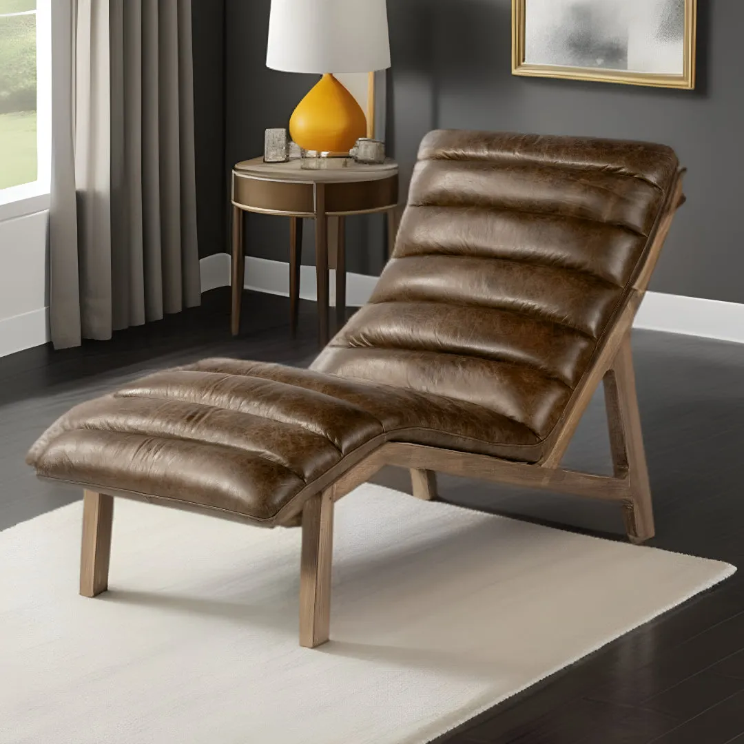Whiskey Leather Chaise Lounge