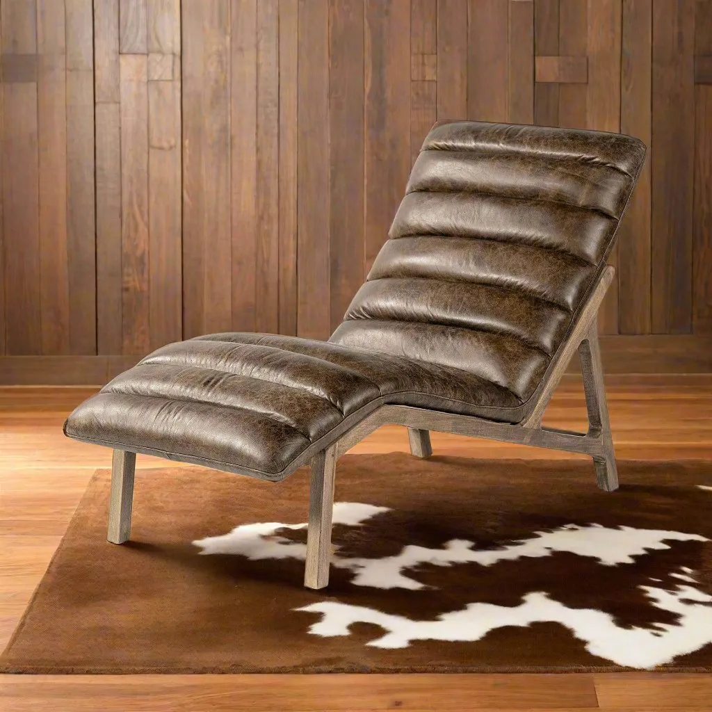 Whiskey Leather Chaise Lounge vanity mirror, wall mirror