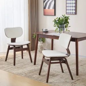 White Boucle & Walnut Bentwood Dining Chair, Set of 2 dining table set, 6-piece dining set