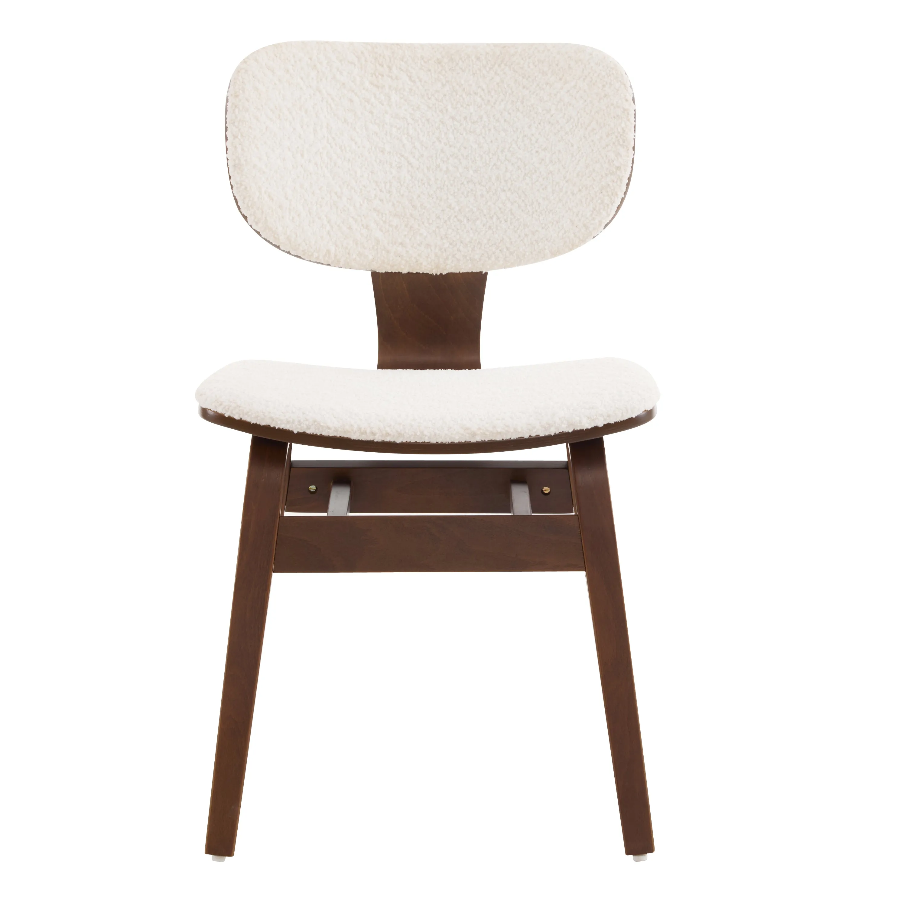 White Boucle & Walnut Bentwood Dining Chair, Set of 2