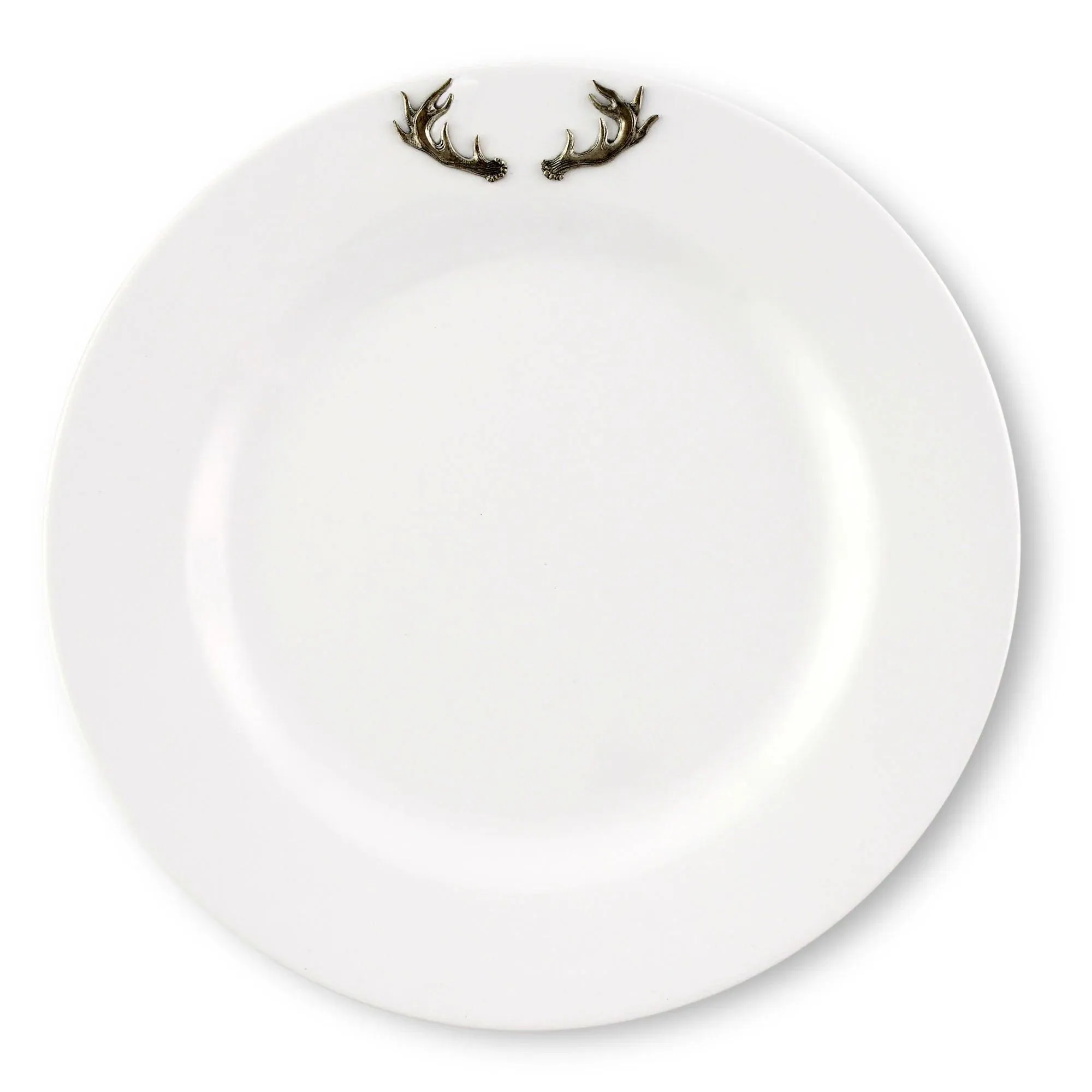 White Melamine 10" Plates w/ Pewter Antlers