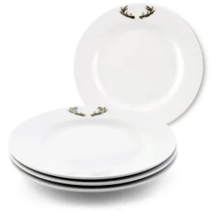 White Melamine 10" Plates w/ Pewter Antlers toilet seat cover, slow close seat