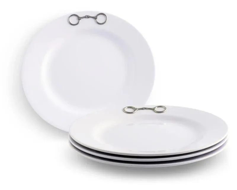 White Melamine 10" Plates w/ Snaffle Bit toilet seat cover, slow close seat