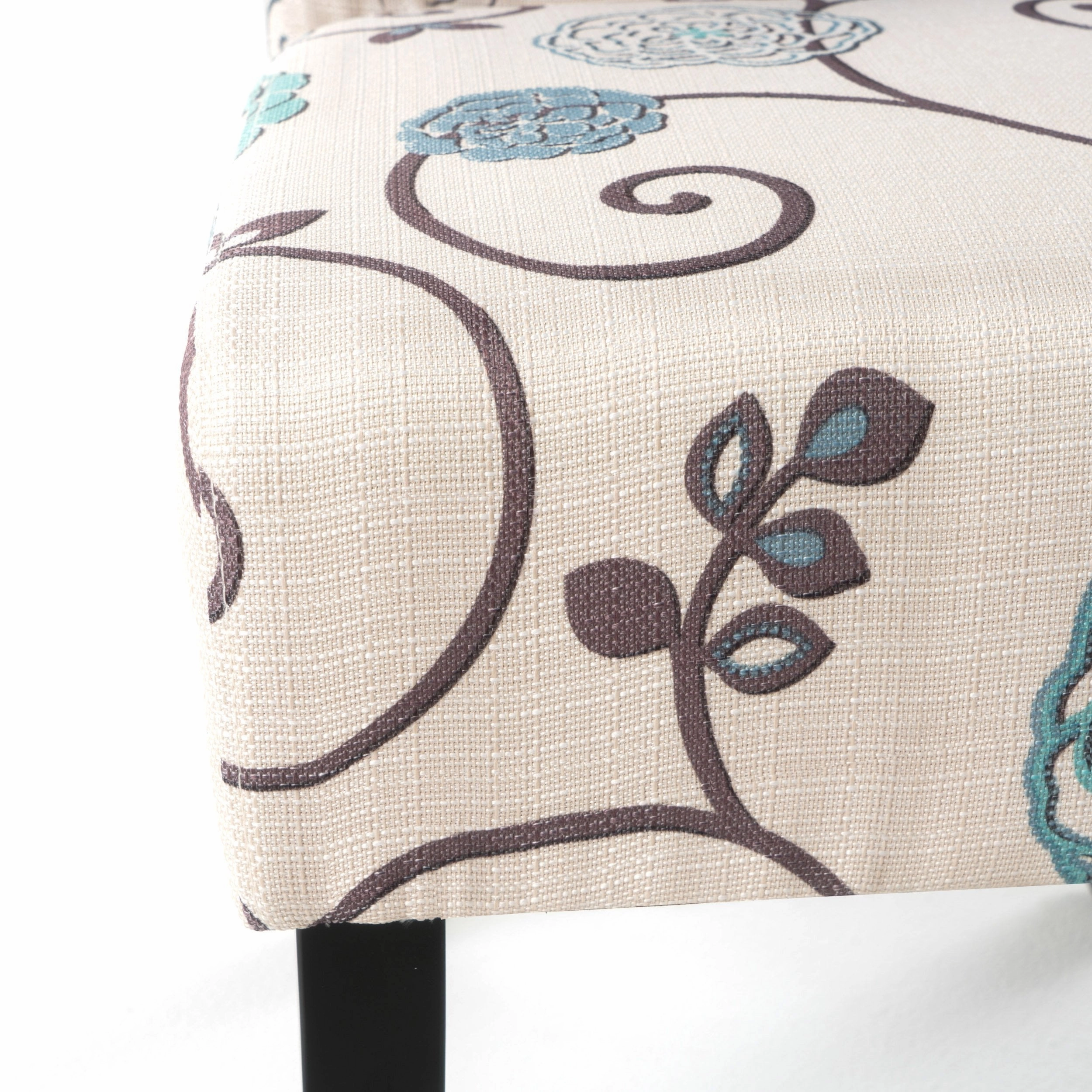 White and Blue Floral Fabric Dining Chair, Set of 2 - NH844992