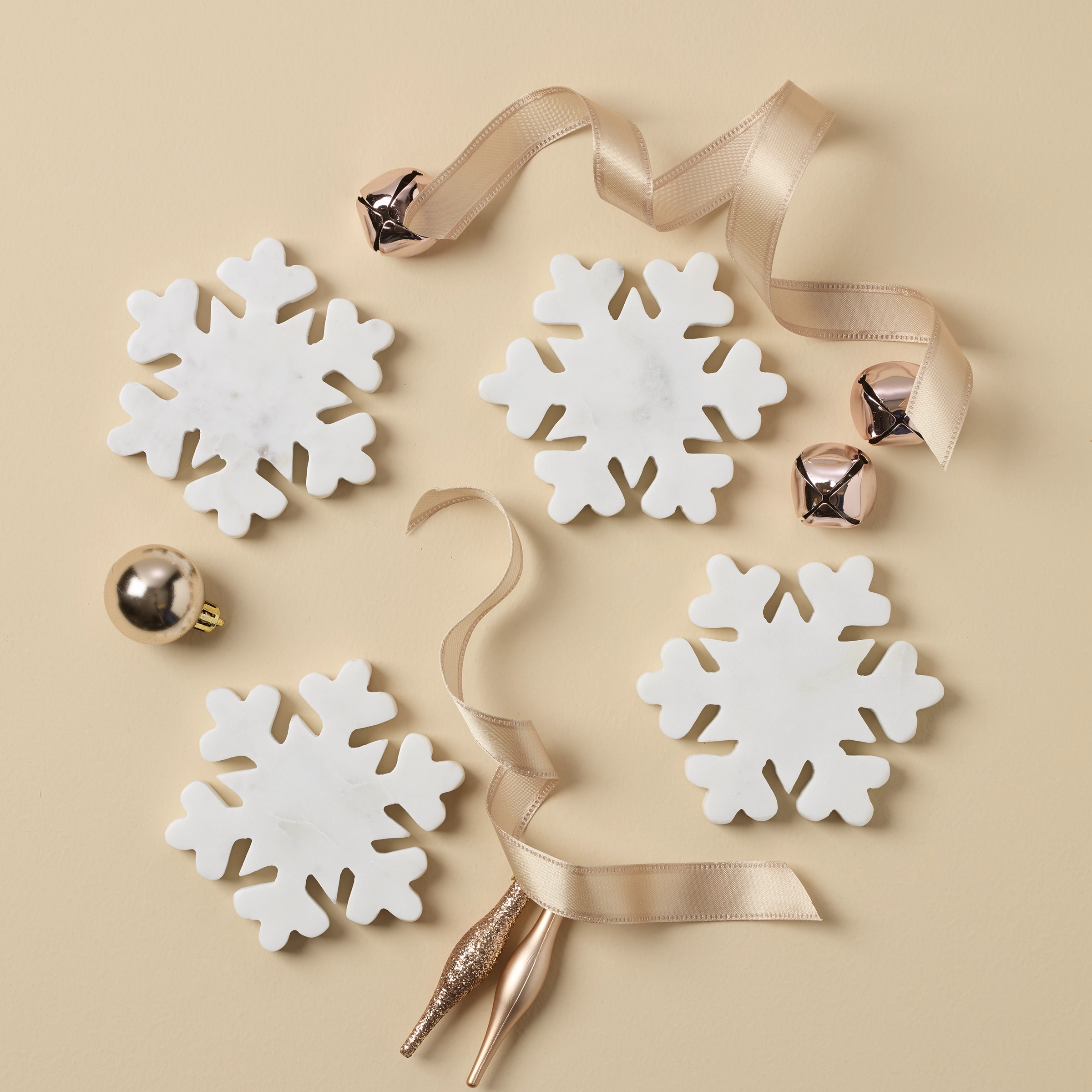 White Marble Snowflake Coasters