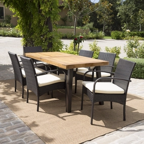 Wicker and Wood 7 Pc. Dining Set - NH698892 patio chairs, outdoor seating