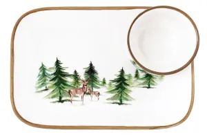Wild Evergreen Platter & Dip Bowl shower curtain, waterproof liner