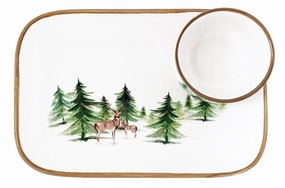 Wild Evergreen Platter & Dip Bowl shower curtain, waterproof liner