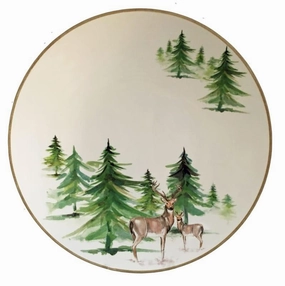 Wild Evergreen Round Serving Tray shower curtain, waterproof liner