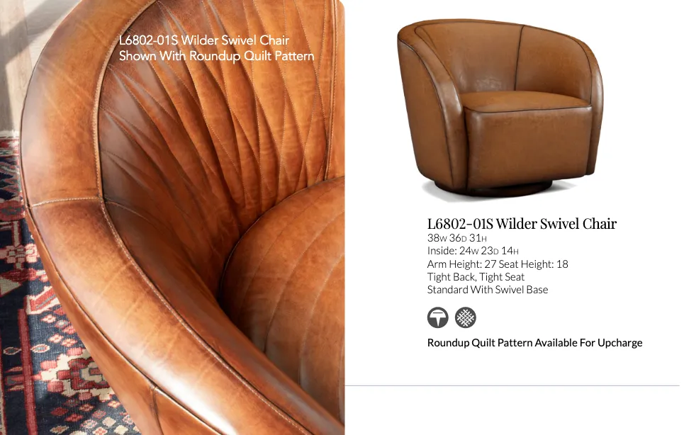 Wilder Quilted Leather Swivel Chair