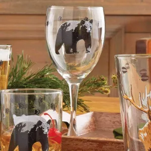 Wilderness Lodge Glassware w/ Bear toilet seat cover, slow close seat
