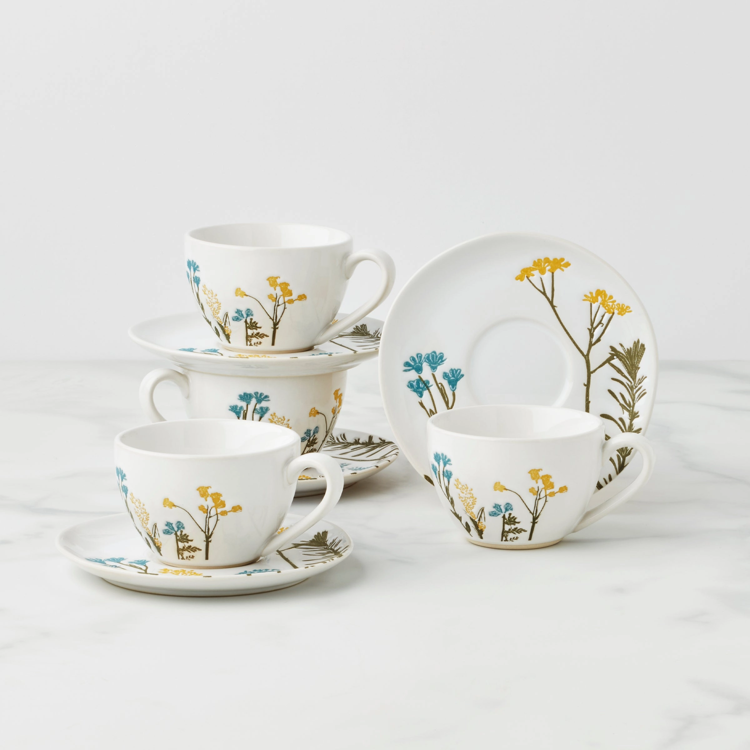 Wildflowers 8-Piece Espresso Cups & Saucers Set