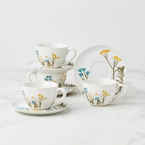 Wildflowers 8-Piece Espresso Cups & Saucers Set