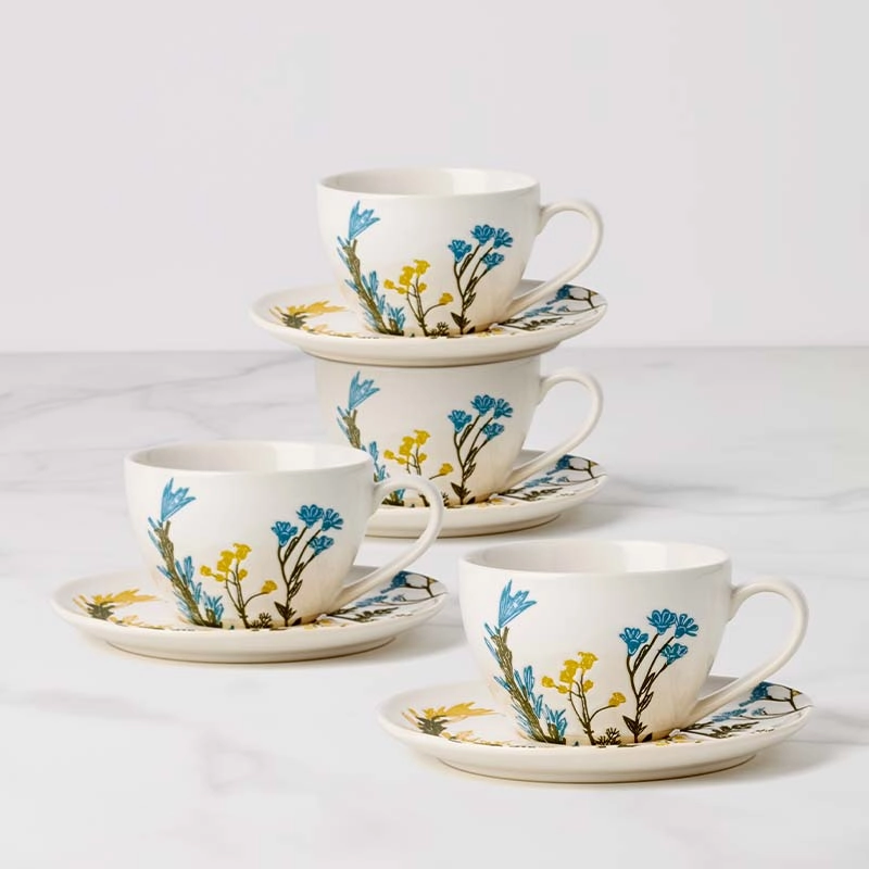 Wildflowers Tea Cup & Saucer - Set of 4