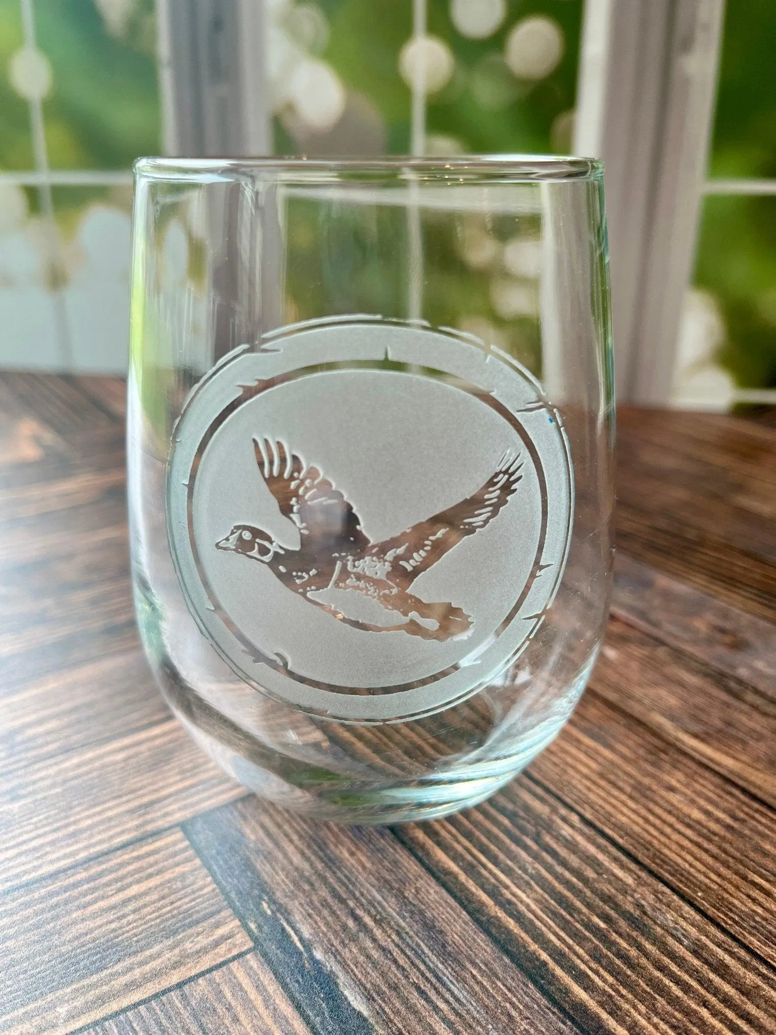 Wildlife Sand Carved Stemless Wine Glasses