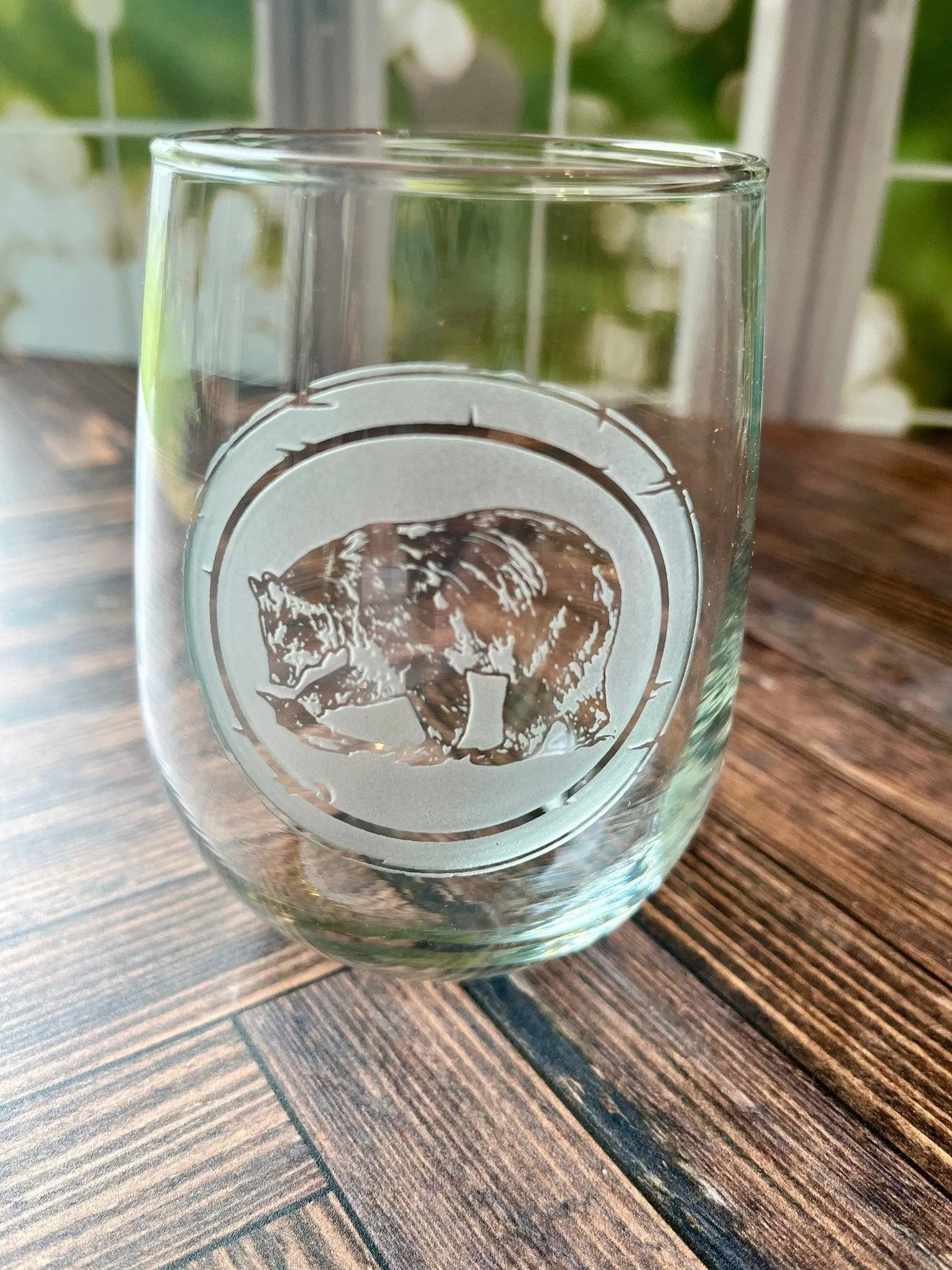 Wildlife Sand Carved Stemless Wine Glasses