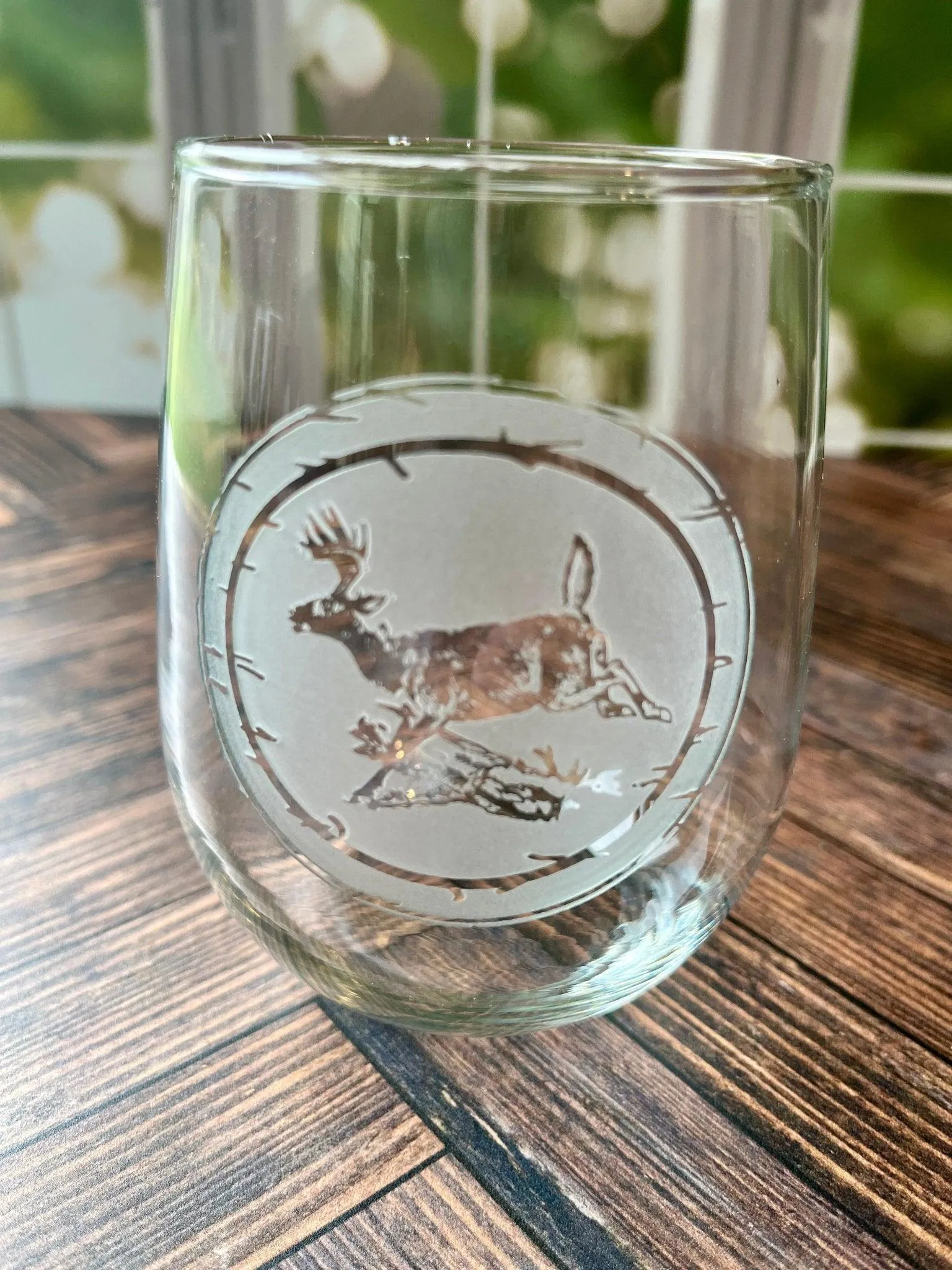 Wildlife Sand Carved Stemless Wine Glasses