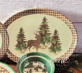 Wildlife Lodge Melamine Serving Platter shower curtain, waterproof liner