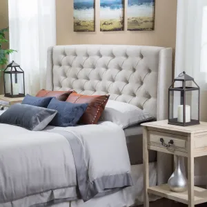 Wingback Queen/Full Tufted Fabric Headboard - NH219832 wood bed frame, upholstered bed