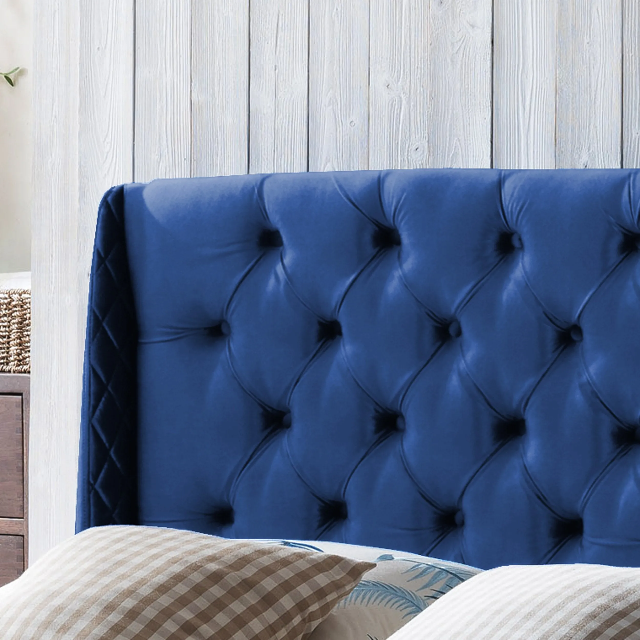 Wingback Queen/Full Tufted Fabric Headboard - NH796303