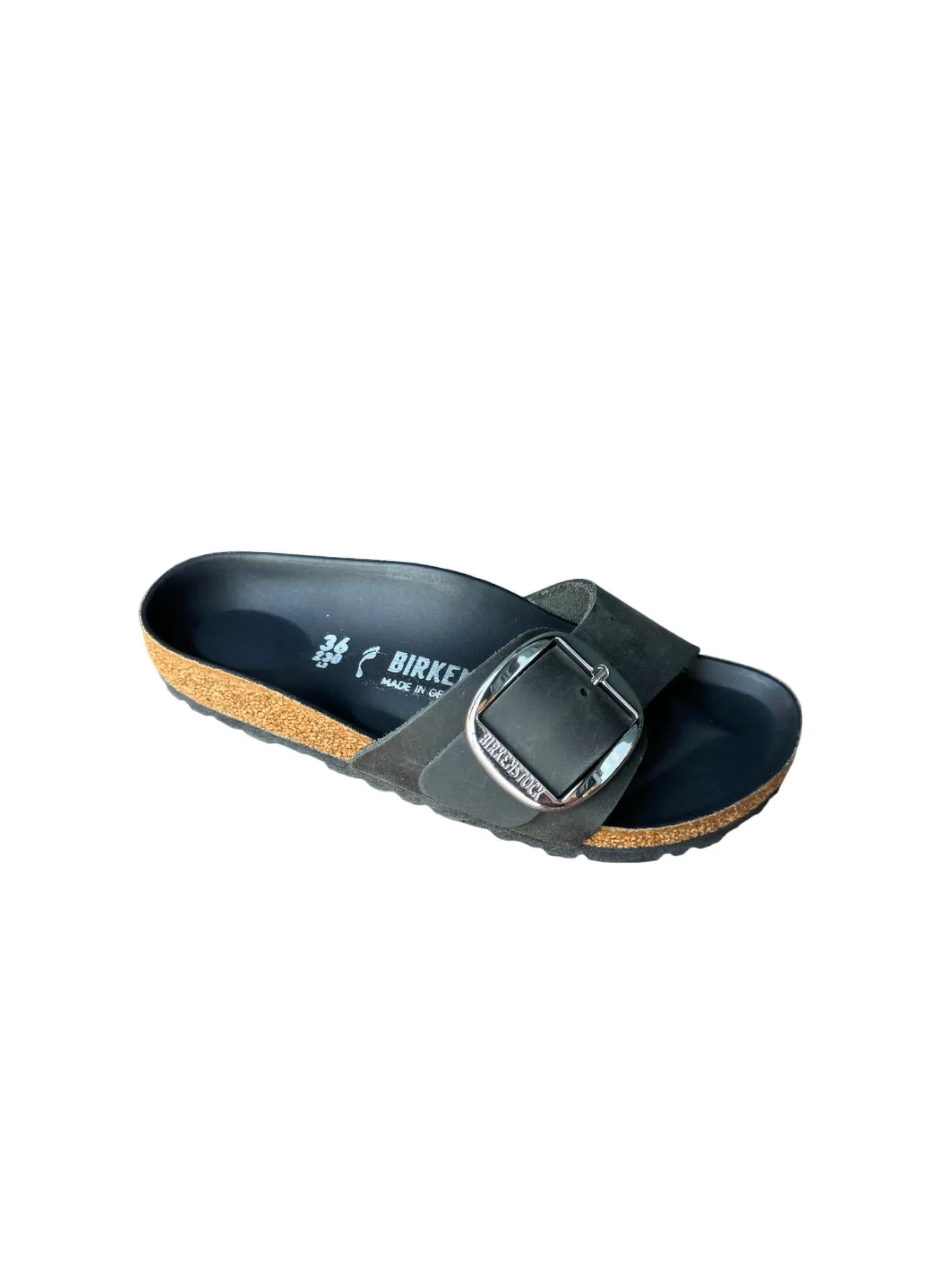 Women Madrid Big Buckle Sandal In Black Leather