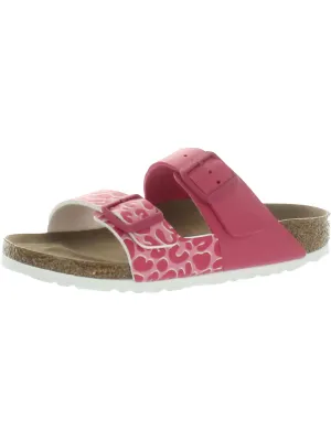 Womens Faux Leather Slide Sandals