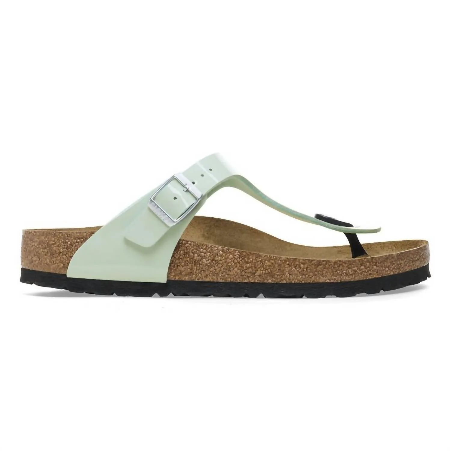 Women's Gizeh Birko-Flor Patent Sandal In Patent Surf Green