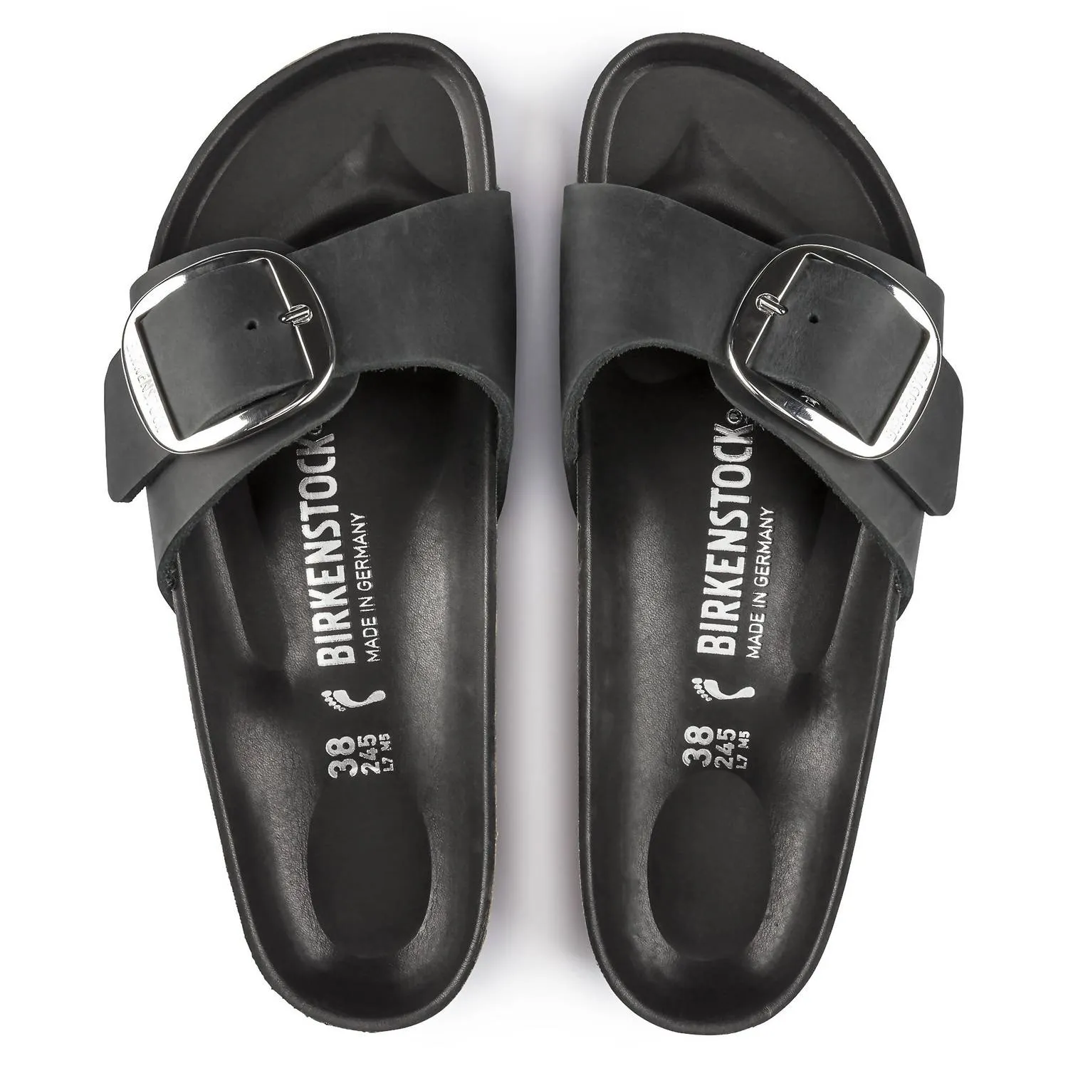Women's Madrid Big Buckle Sandals - Narrow Width In Black