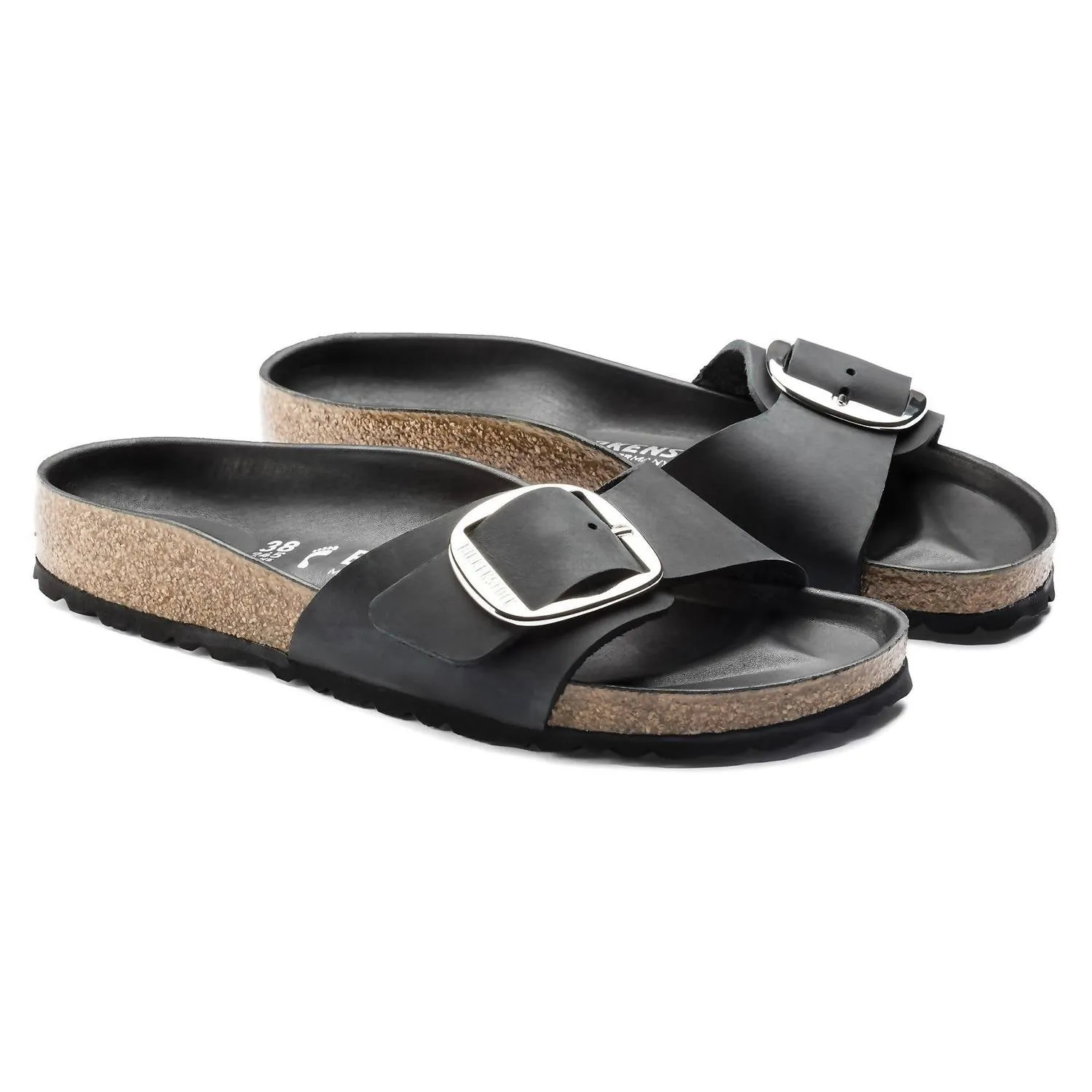 Women's Madrid Big Buckle Sandals - Narrow Width In Black