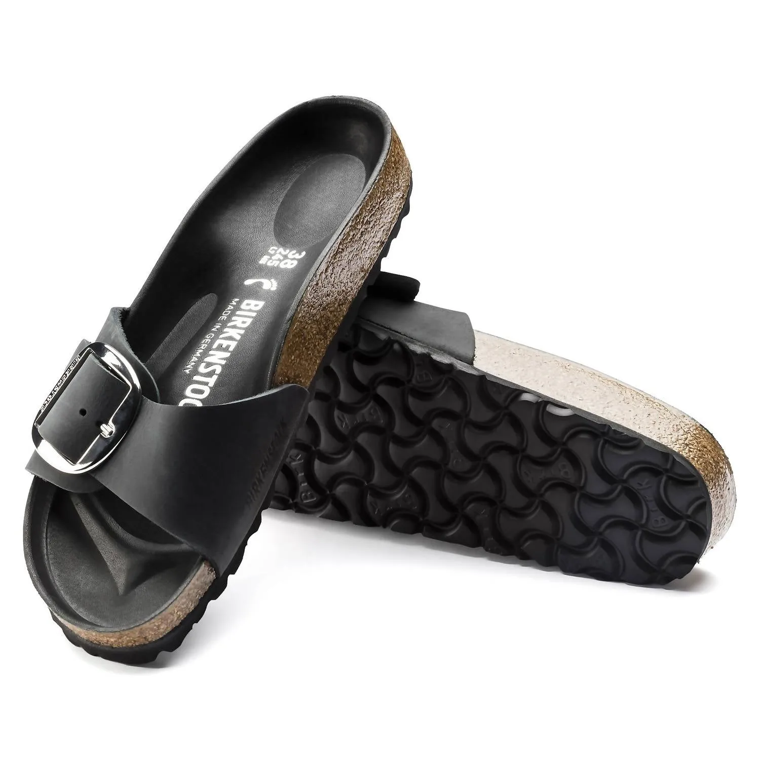 Women's Madrid Big Buckle Sandals - Narrow Width In Black