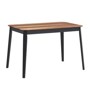 Wood Dining Table, Rectangular Kitchen Table (Walnut & Black) farmhouse dining table, extendable dining table