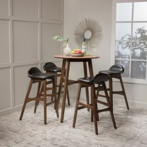 Wood Finish Circular 5 Piece Bar Height Dining Set - NH762992 dining table set, round dining table