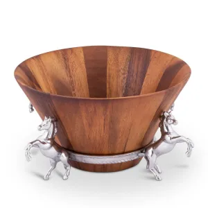 Wood Salad Bowl w/ Horse Stand toilet seat cover, slow close seat