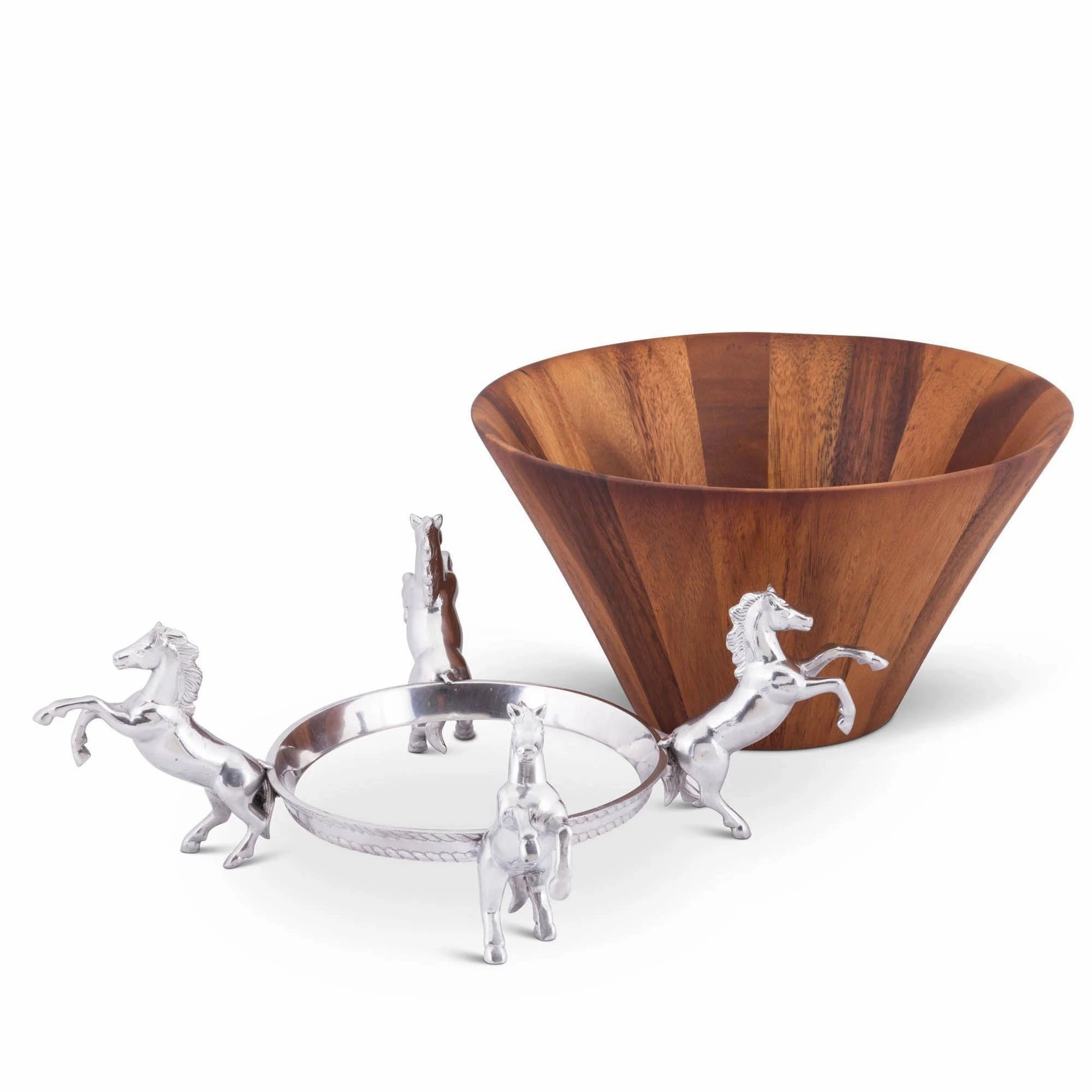 Wood Salad Bowl w/ Horse Stand