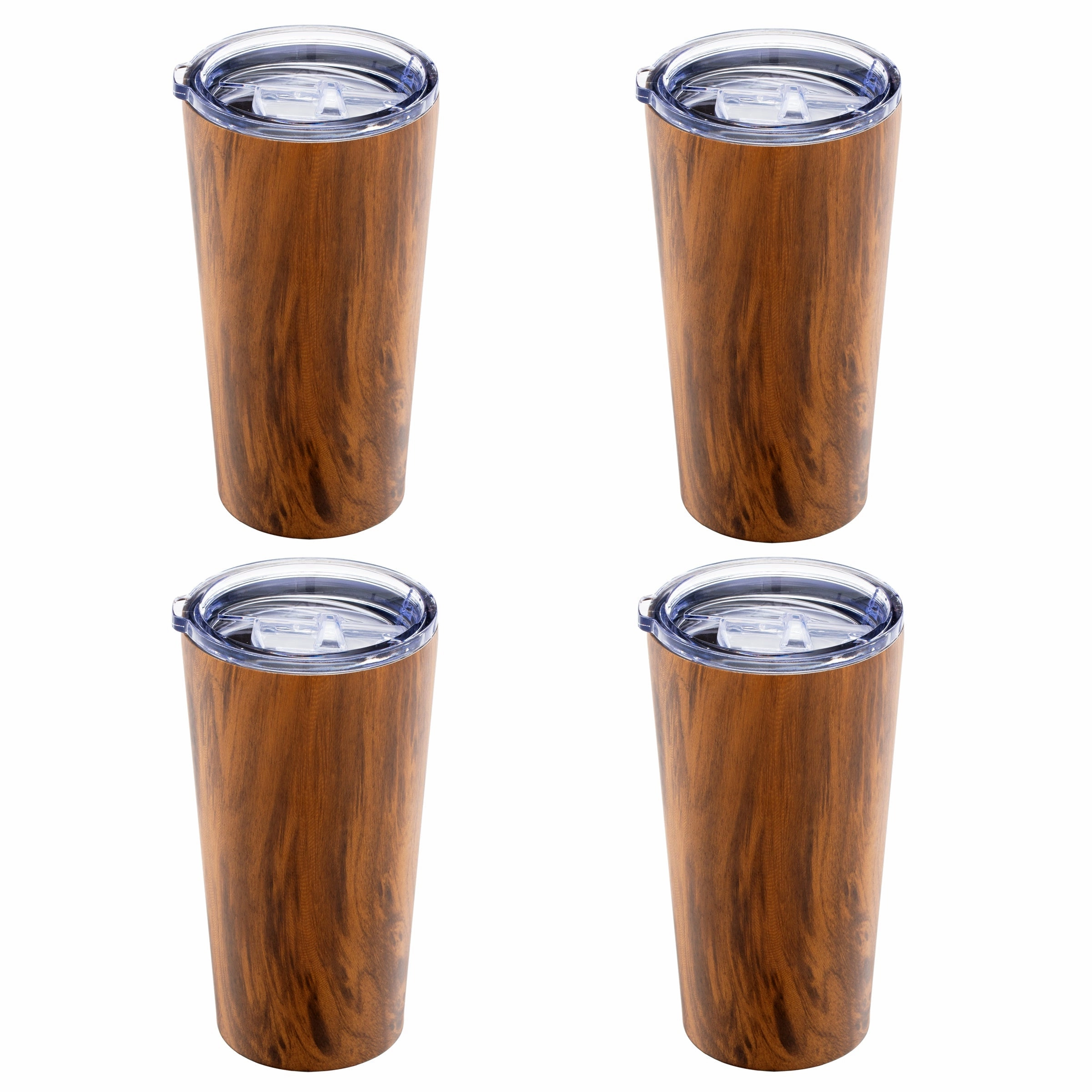 Wood Stainless Steel Highballs - Set Of 4