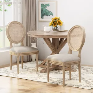 Wooden Dining Chair with Wicker and Fabric Seating (Set of 2) - NH680903 dining table set, 6-piece dining set