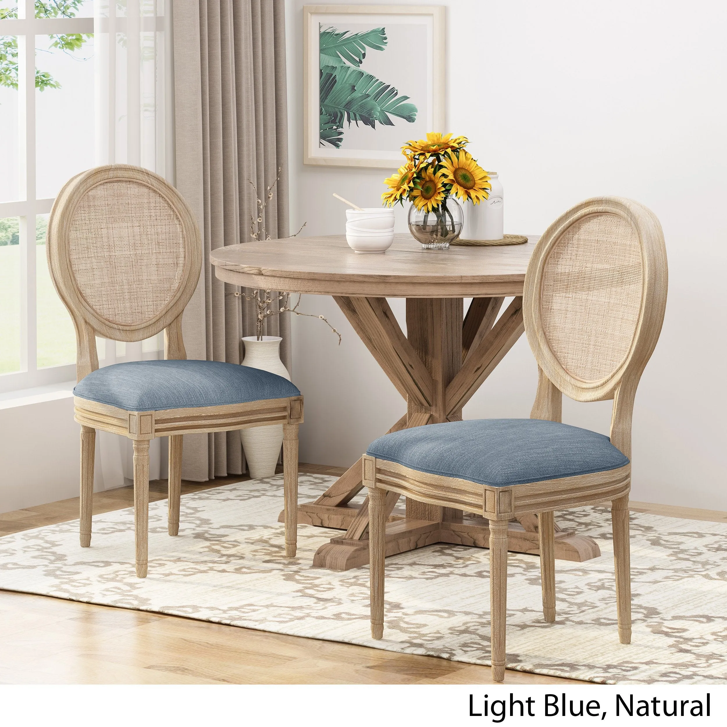 Wooden Dining Chair with Wicker and Fabric Seating (Set of 2) - NH680903